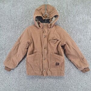 Walls‎ Insulated Jacket Boys Medium (8-10) Hood Brown Canvas Full Zip Outdoors